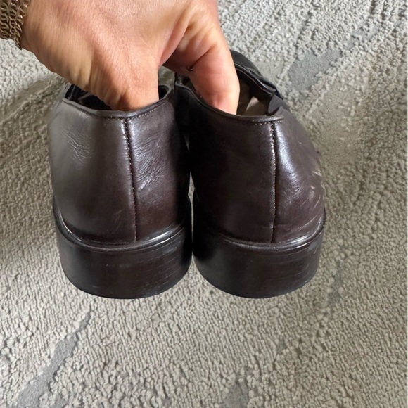 Coach loafers burgundy maroon brown chunky heel classic slip on leather 8.5 - Picture 7 of 11